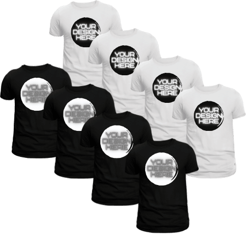 T-shirts sorte og hvite t-trøyer med your design here trykk