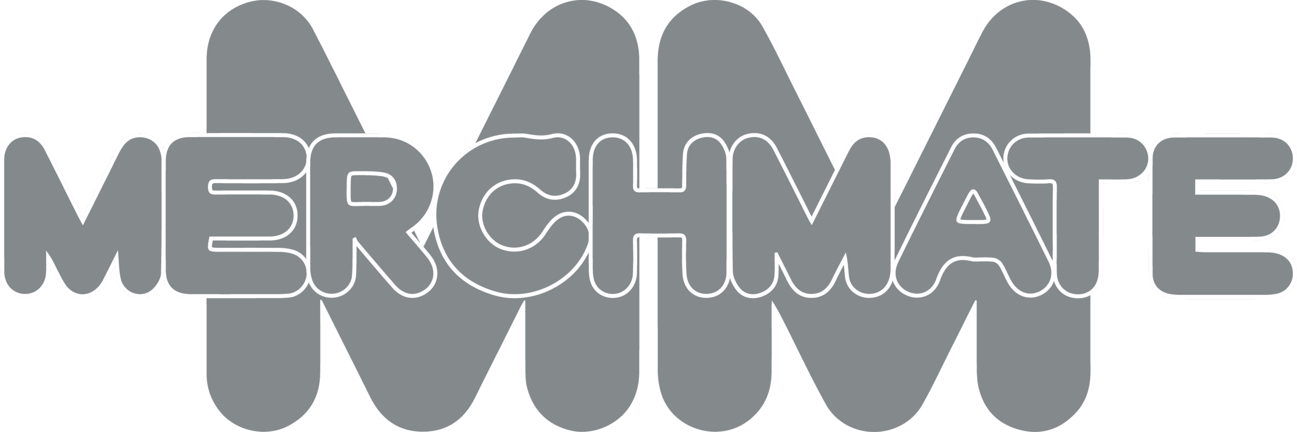Merch Mate logo horisontal lysegrå hvit