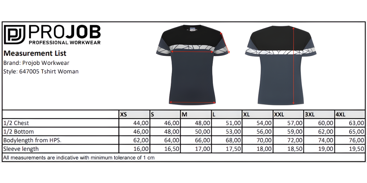 Size Chart 647006 polo t-shirt woman