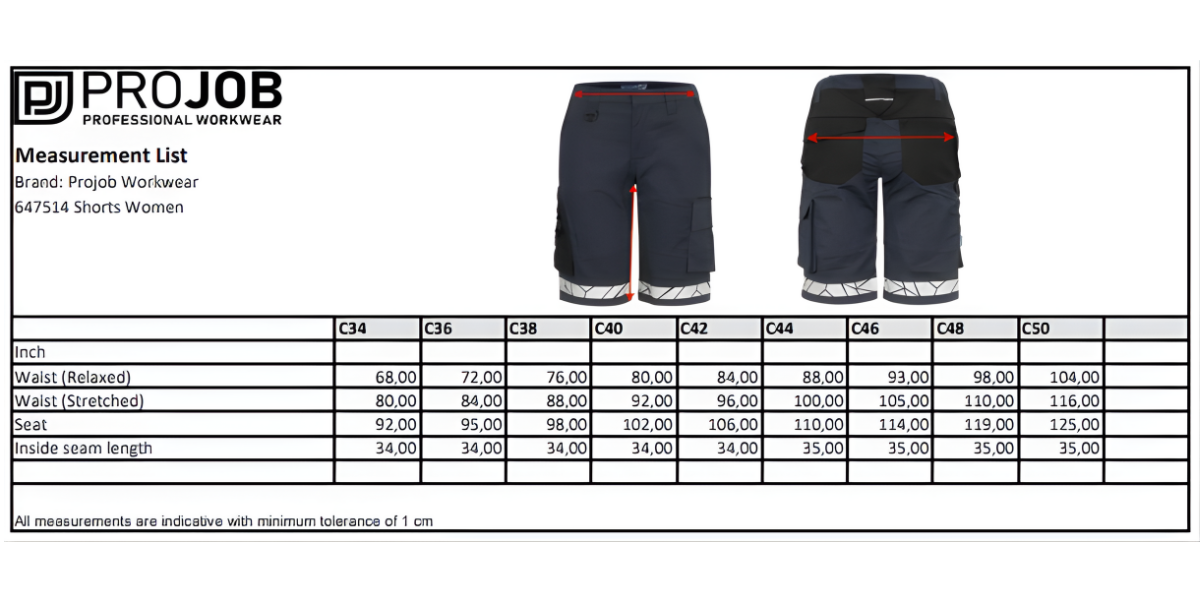 Size Chart 647514 Shorts Women