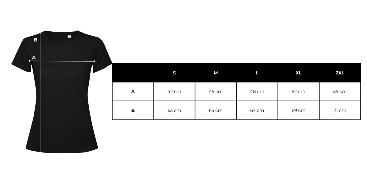 Size chart 0431 Estoril woman t-shirt