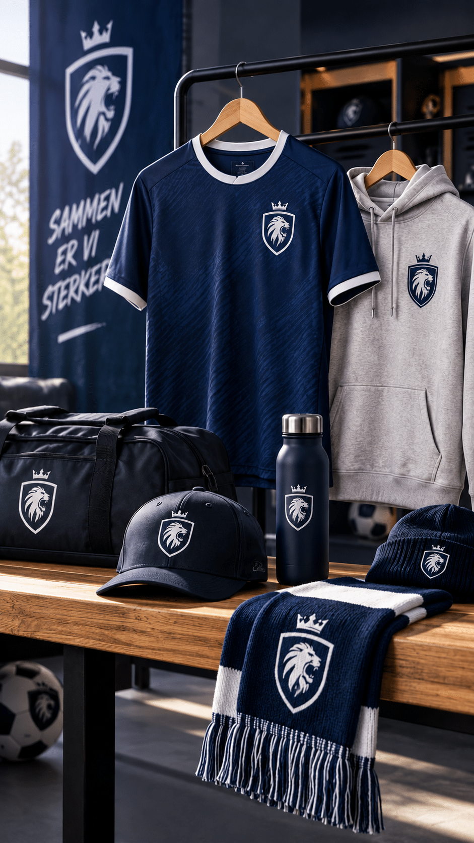 Merch Mate sport merch illustration Illustrasjon av merch og supporterutstyr for idrettsklubber